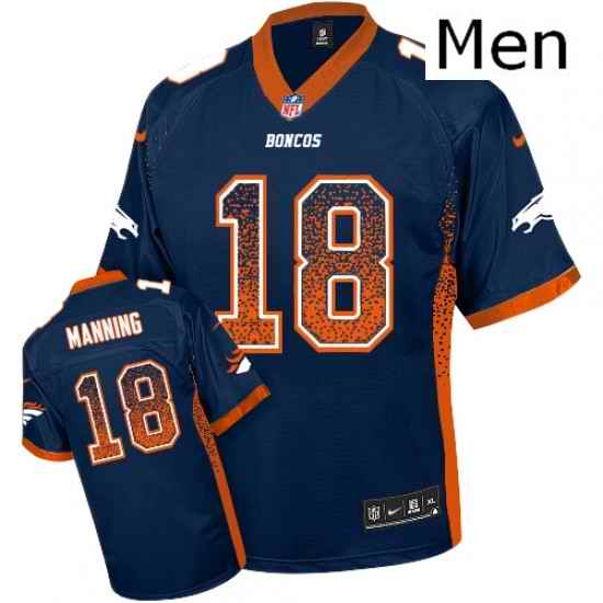 Men Nike Denver Broncos 18 Peyton Manning Elite Navy Blue Drift Fashion NFL Jersey